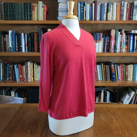 Charter Club 100%  cashmere women's sweater in coral red, size L - Picture 1 of 8